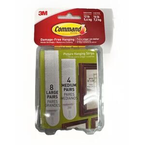Command Picture Hanging Strips 8 Large, 4 Medium Holds Up to 16 lb White17209ES